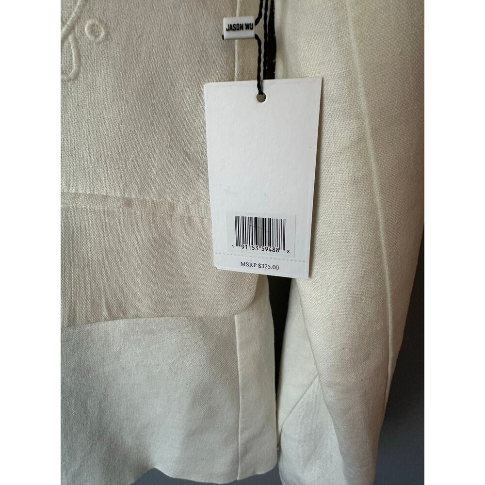 $325 JASON WU The Classics Embroidered Off White Linen Rayon Button Blazer sz Xs - Picture 4 of 10